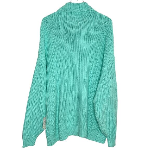 Free People S NEW Swim Too Deep Turtleneck Sweater Aqua Slouchy *flaw - Picture 3 of 13
